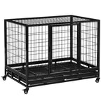 Gaiola de Metal para Cães com Rodas e Freios Bandeja Removível e Porta com Trava para Golden Retriver Labrador 109x76x87cm Preto — foto 1