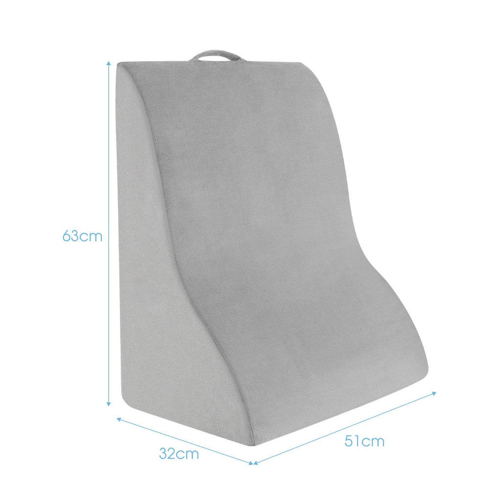Almofada de Cunha Triangular com Design Curvo e Capa Lavável 51 x 32 x 63 cm Cinzento — foto 3