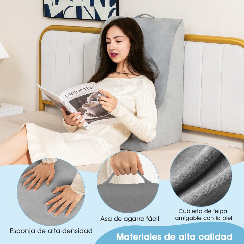 Almofada de Cunha Triangular com Design Curvo e Capa Lavável 51 x 32 x 63 cm Cinzento — foto 7