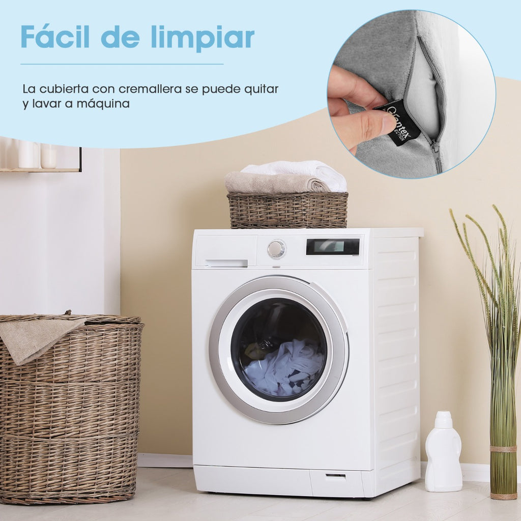 Almofada de Cunha Triangular com Design Curvo e Capa Lavável 51 x 32 x 63 cm Cinzento — foto 8