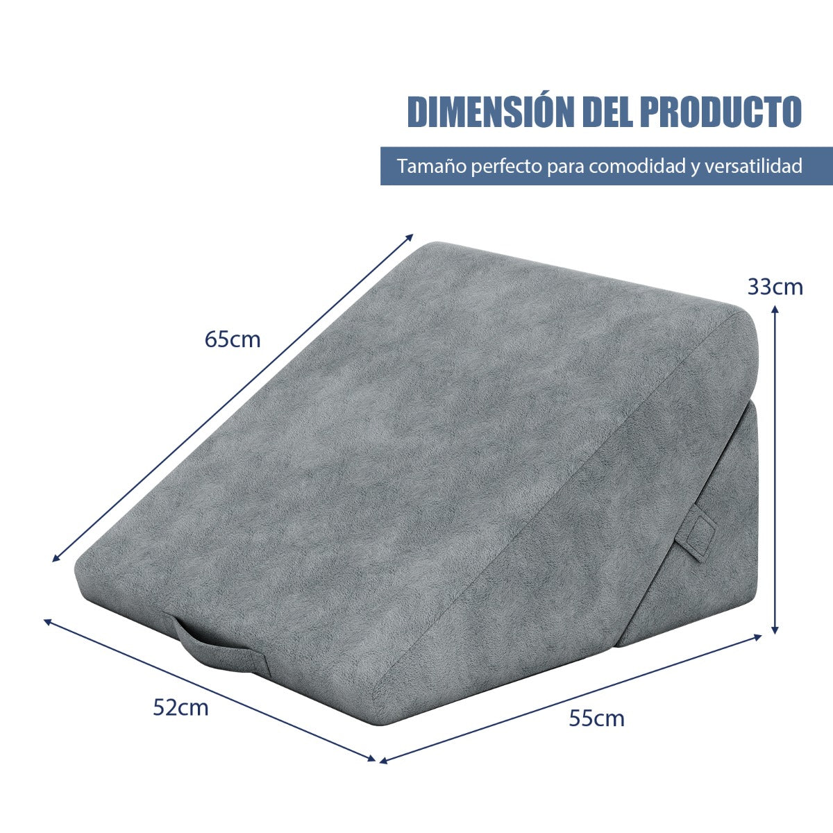 Almofada Triangular Espuma Viscoelástica Cama Sofá Capa Removível Leitura Relaxamento Cinza — foto 3
