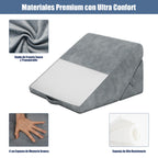 Almofada Triangular Espuma Viscoelástica Cama Sofá Capa Removível Leitura Relaxamento Cinza — foto 6