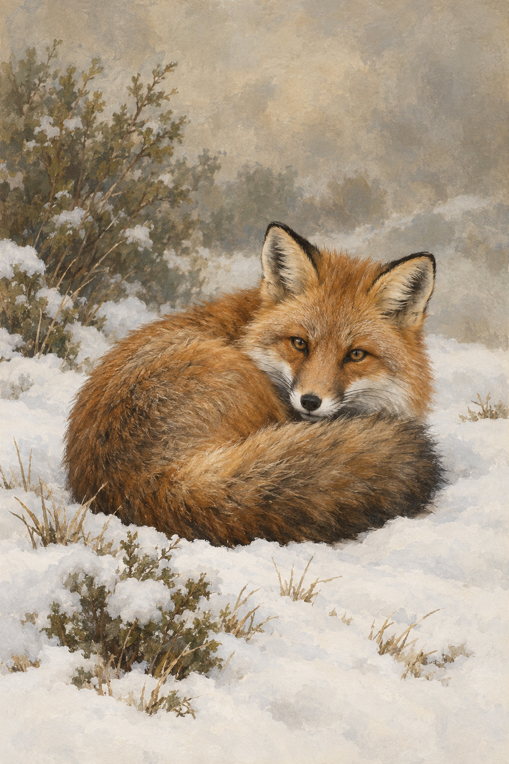 Raposa na neve · Quadro de animais — animais-03_ver