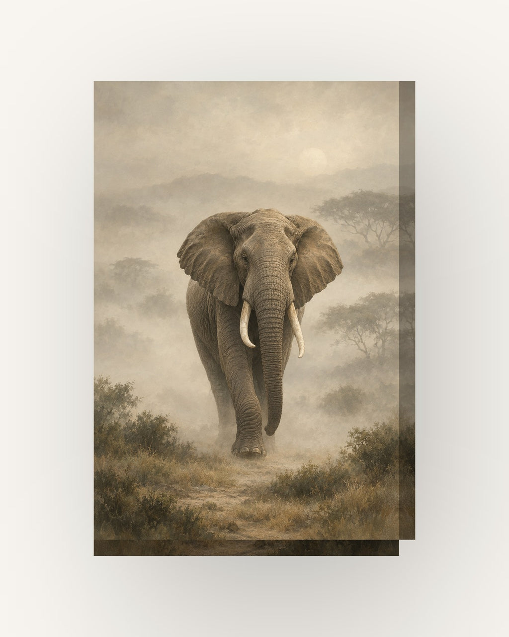 Elefante na névoa · Quadro de animais — acabamento:slim