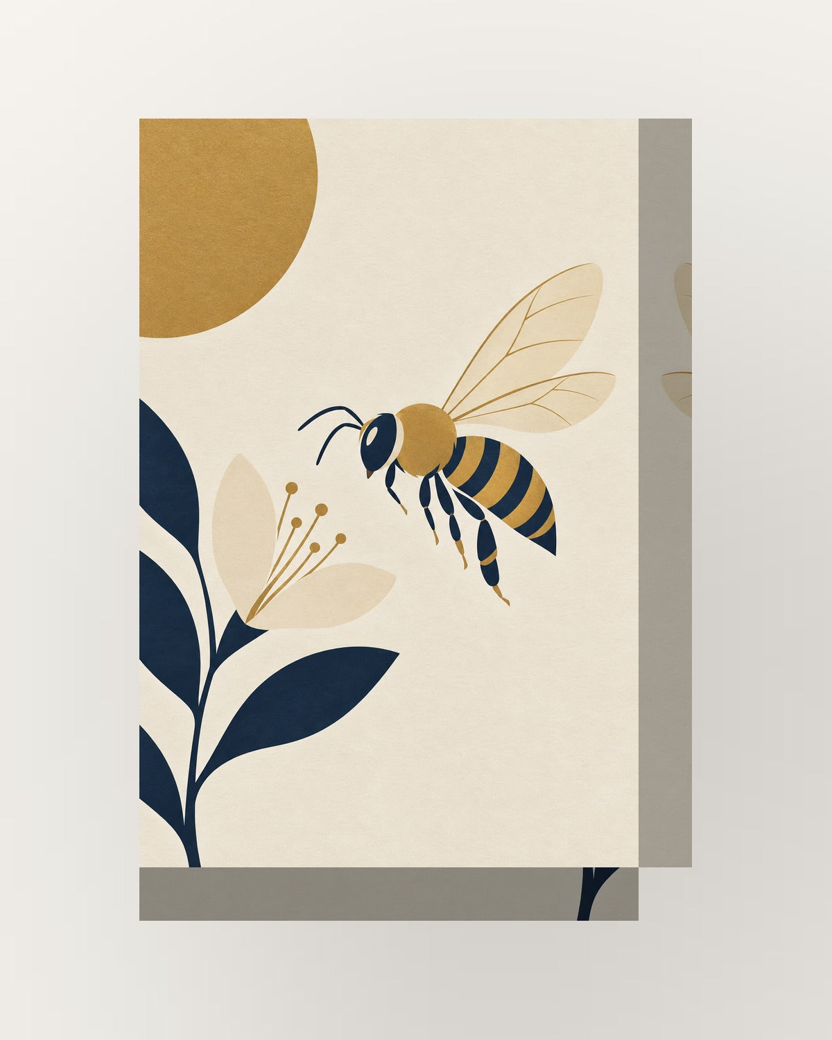 Abelha · Minimalista · Quadro de animais — acabamento:thick