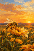 Abelha · Pintura a óleo · Quadro de animais — animais-abelha-oleo_ver