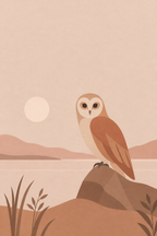 Coruja · Minimalista · Quadro de animais — animais-coruja-minimal_ver