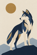 Lobo · Minimalista · Quadro de animais — animais-lobo-minimal_ver