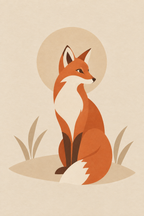 Raposa · Minimalista · Quadro de animais — animais-raposa-minimal_ver