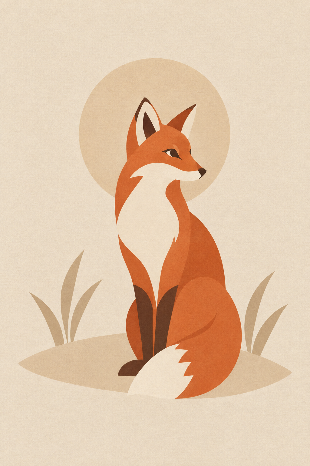 Raposa · Minimalista · Quadro de animais — animais-raposa-minimal_ver