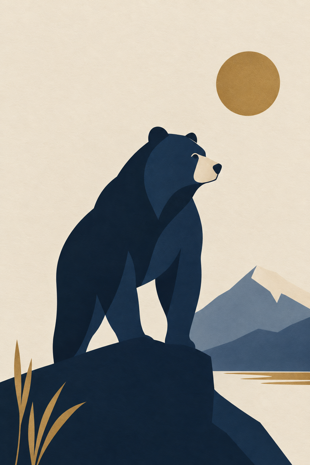 Urso · Minimalista · Quadro de animais — animais-urso-minimal_ver