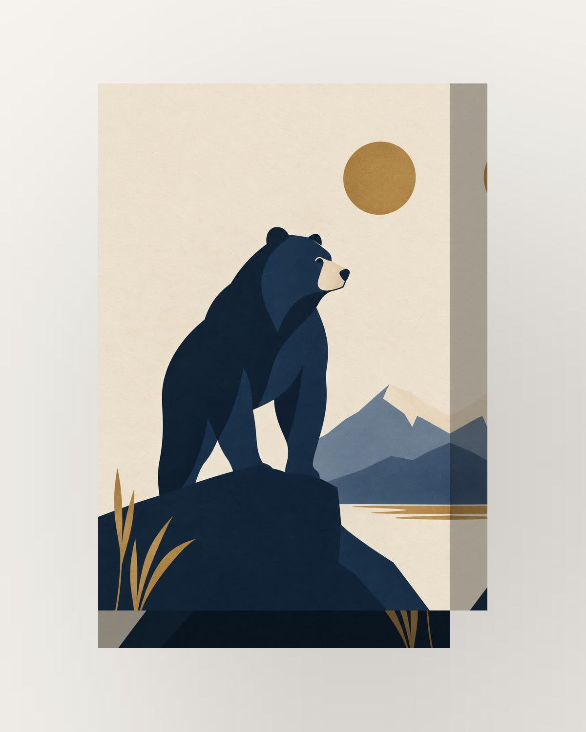 Urso · Minimalista · Quadro de animais — acabamento:thick