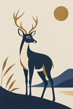 Veado · Minimalista · Quadro de animais — animais-veado-minimal_ver