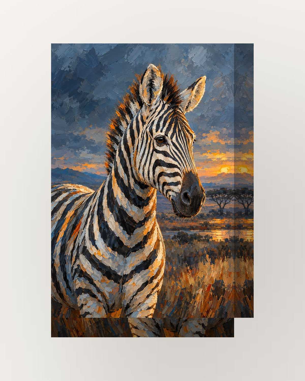 Zebra · Pintura a óleo · Quadro de animais — acabamento:thick