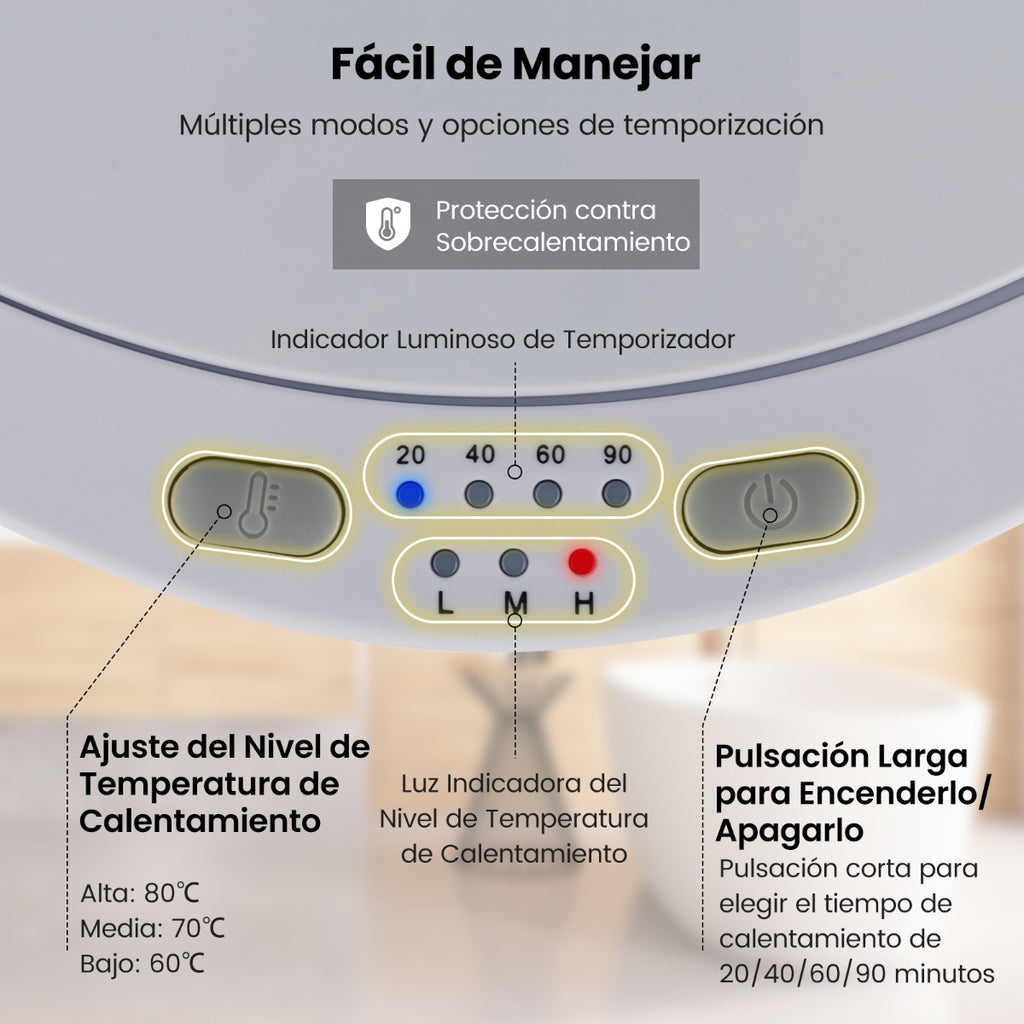 Aquecedor de Toalhas 20L com 3 Níveis de Temperatura e Timer Automático Branco — foto 9