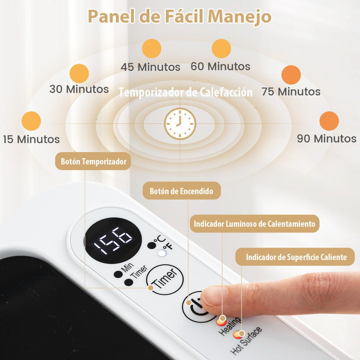 Aquecedor de Toalhas 23L com Timer e Display LED - Desligamento Automático 114x178cm Branco — foto 9