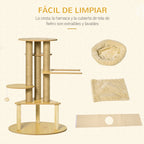 Árvore Arranhadora para Gatos Ø60x99 cm com Caverna Triangular de Feltro Removível Rede Cama Lavável Postes Arranhador de Juta e Bola Suspensa Bege e Natural — foto 5