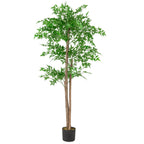Árvore de Bambu Artificial de 150 cm com 1020 Folhas em Vaso Estável Verde — foto 2