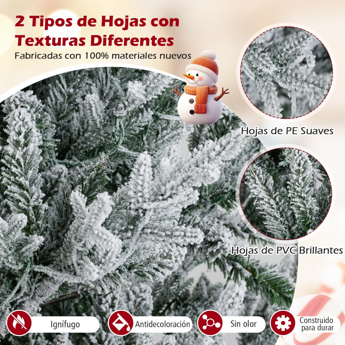Árvore de Natal Artificial 210 cm Pré-iluminada com Neve e 1470 Ramos Articulados — foto 9