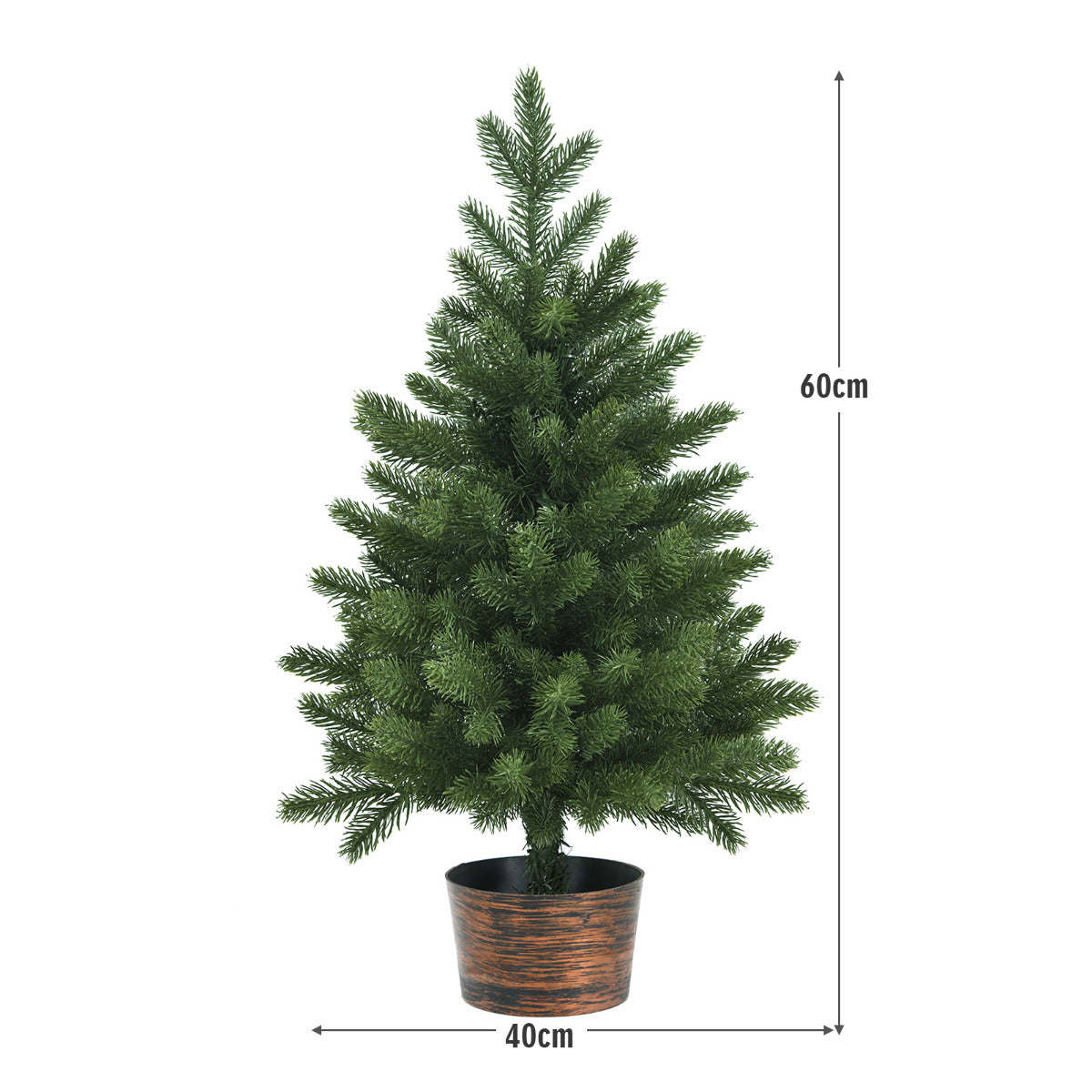 Árvore de Natal Artificial 60 cm com 50 Ramos e Base com Vaso Verde — foto 3