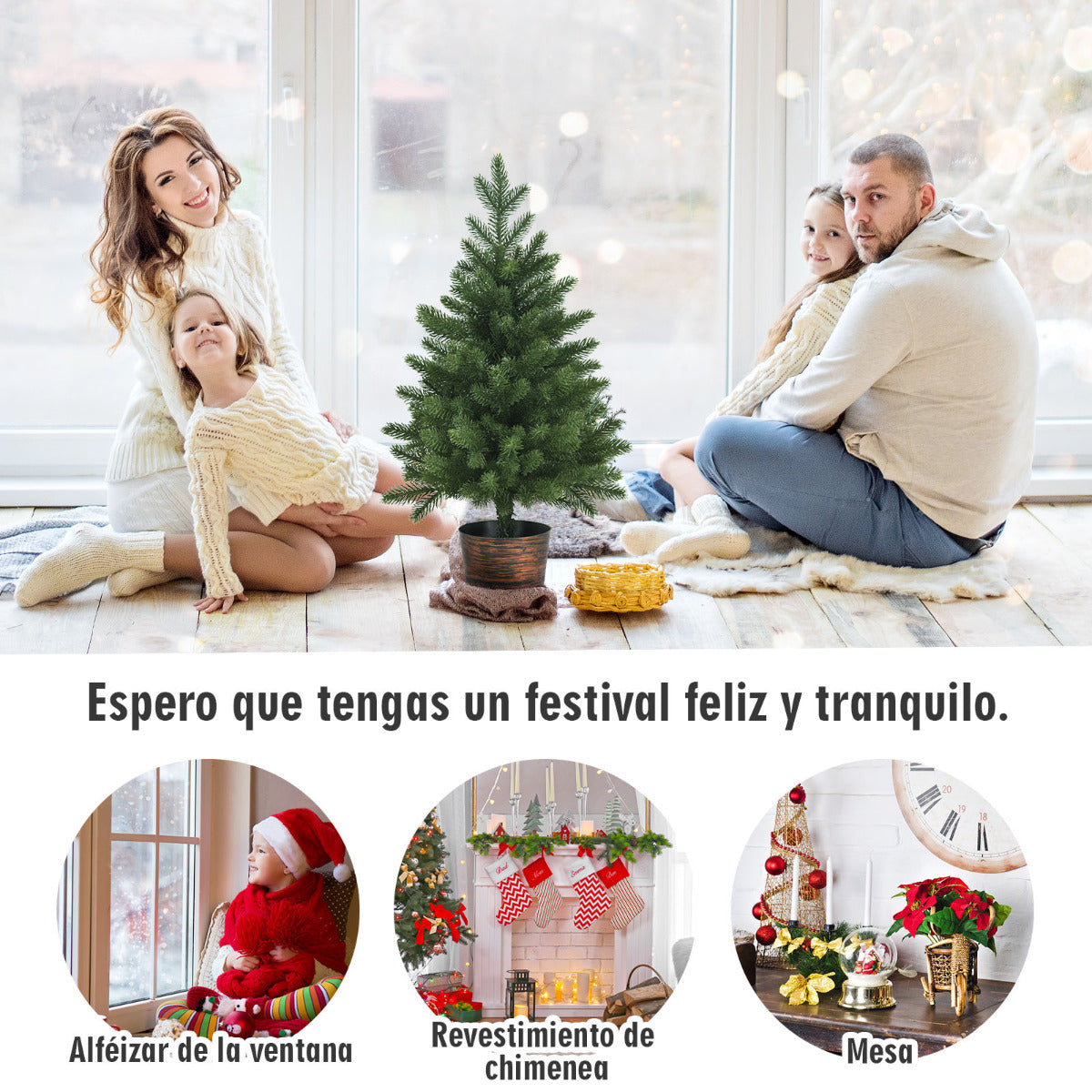 Árvore de Natal Artificial 60 cm com 50 Ramos e Base com Vaso Verde — foto 7