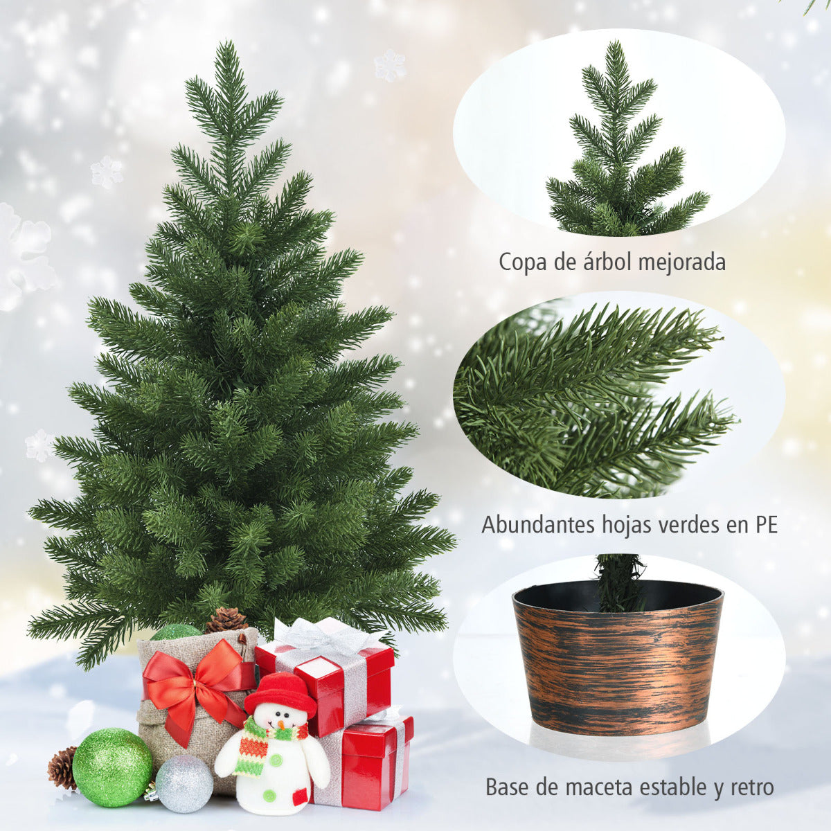 Árvore de Natal Artificial 60 cm com 50 Ramos e Base com Vaso Verde — foto 8