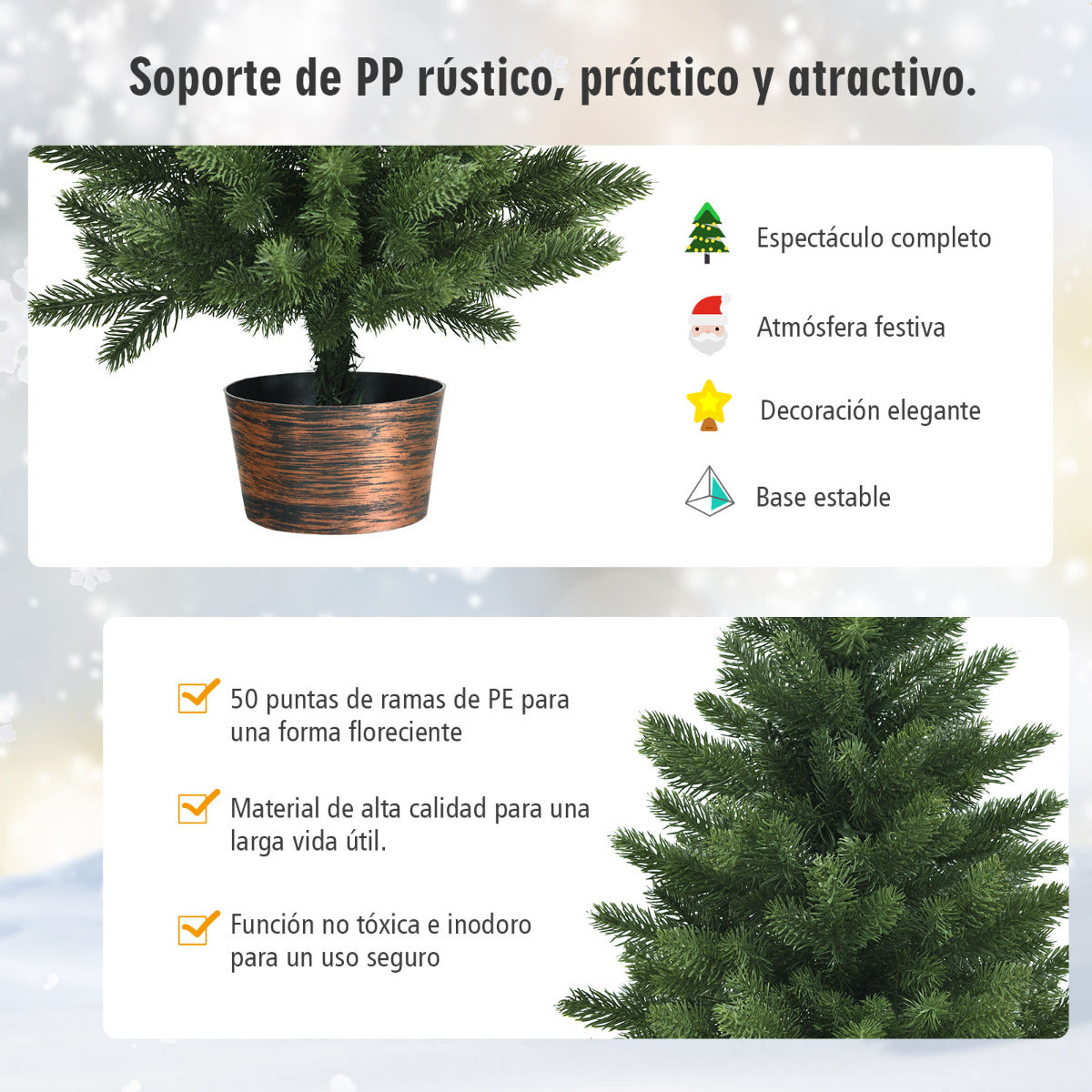Árvore de Natal Artificial 60 cm com 50 Ramos e Base com Vaso Verde — foto 9
