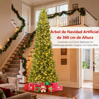 Árvore de Natal Artificial Dobrável Pré-iluminada com Conector Rápido 360cm — foto 4