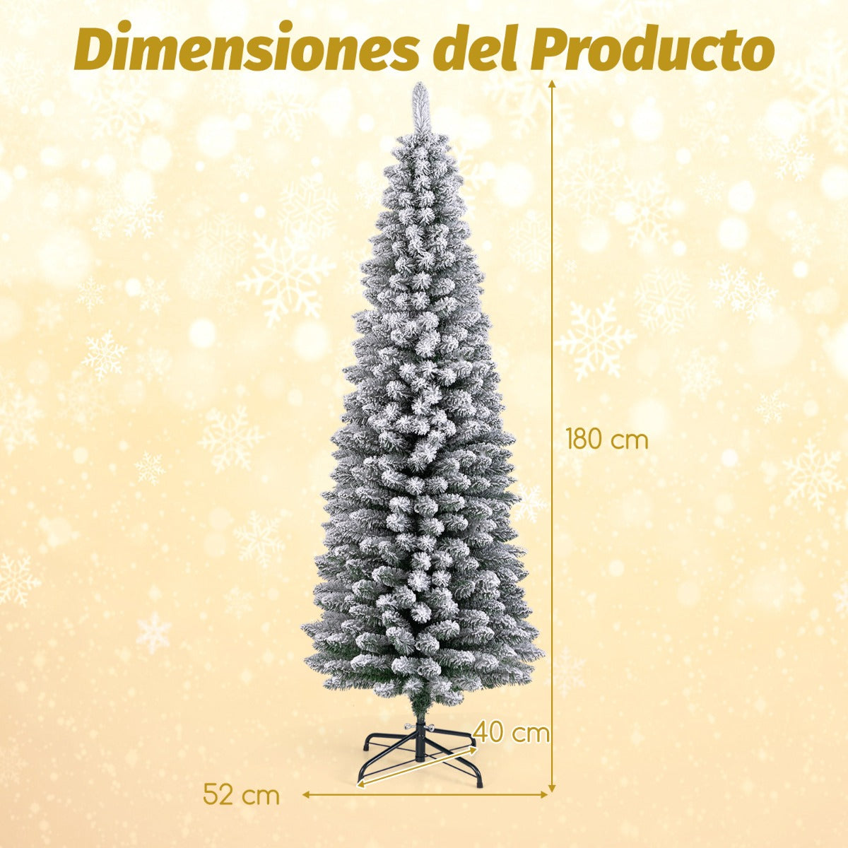 Árvore de Natal Artificial Nevada 180 cm com 460 Ramos e Base Metálica Dobrável — foto 3