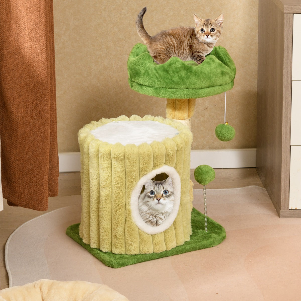 Árvore para Gatos Compacta com Poste para Arranhar e Brinquedos para Gatos Pequenos Verde — foto 1