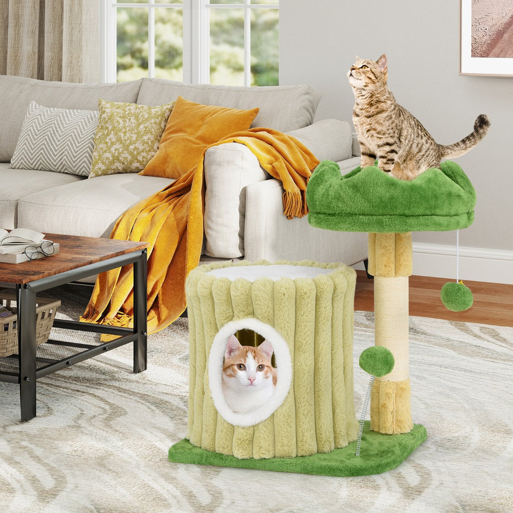 Árvore para Gatos Compacta com Poste para Arranhar e Brinquedos para Gatos Pequenos Verde — foto 5