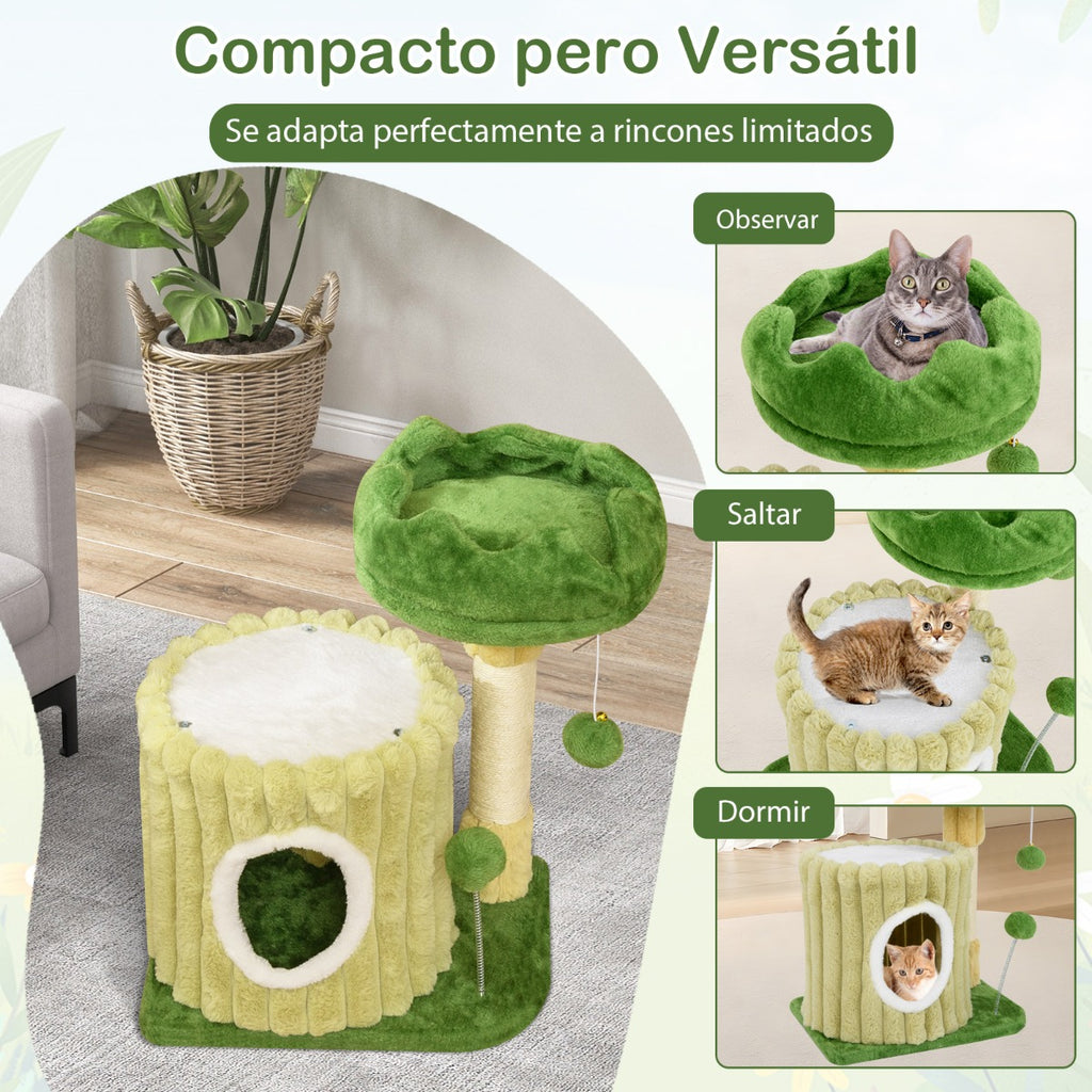 Árvore para Gatos Compacta com Poste para Arranhar e Brinquedos para Gatos Pequenos Verde — foto 7