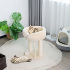 Árvore Riscadora para Gatos com Plataforma Acolchoada e Brinquedos Integrados – Bege — foto 5