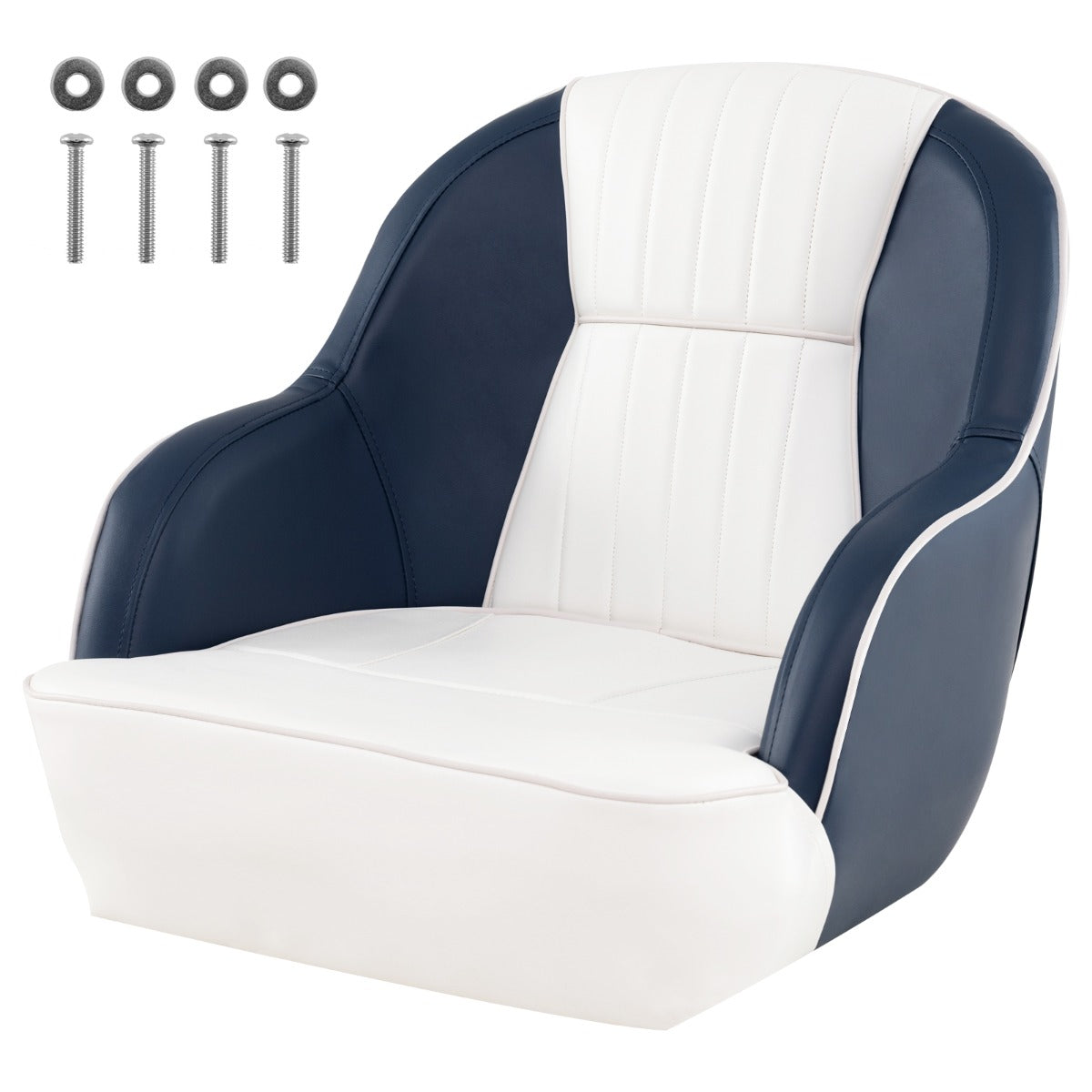 Assento Náutico com Almofada Acolchoada e Braços Curvos - Capacidade 150kg - 59x55x51cm - Azul e Branco — foto 2