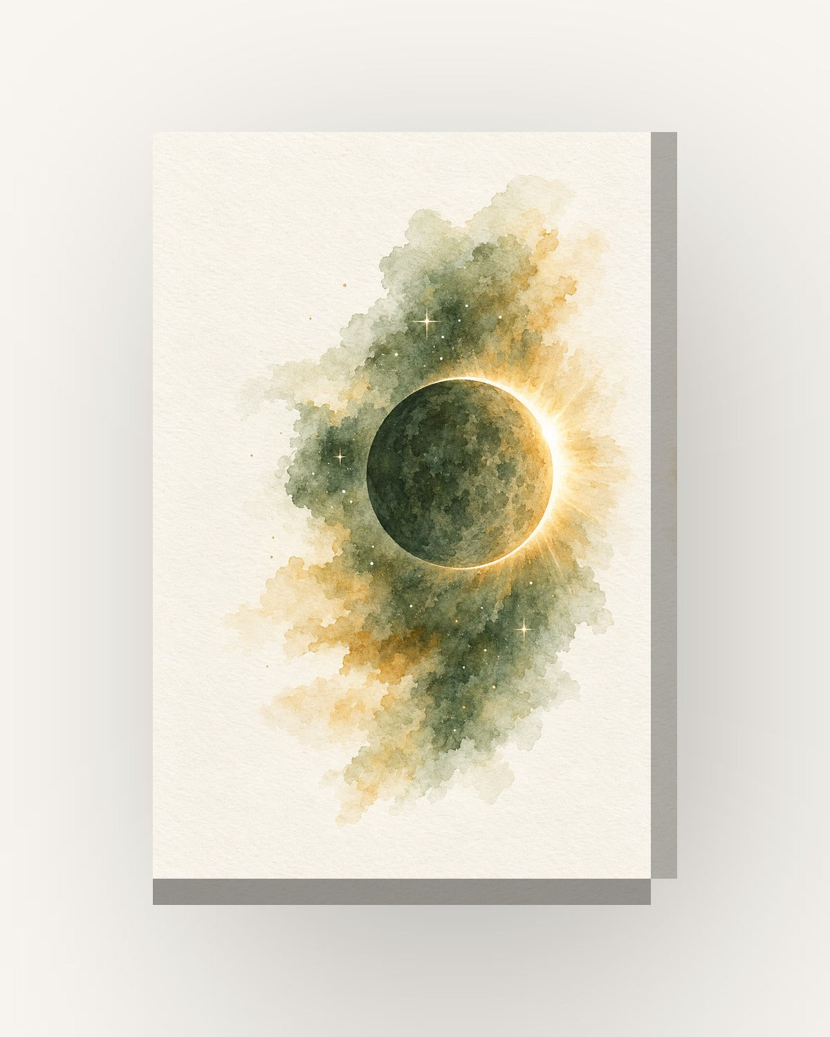 Eclipse · Aguarela · Quadro de astronomia — acabamento:slim