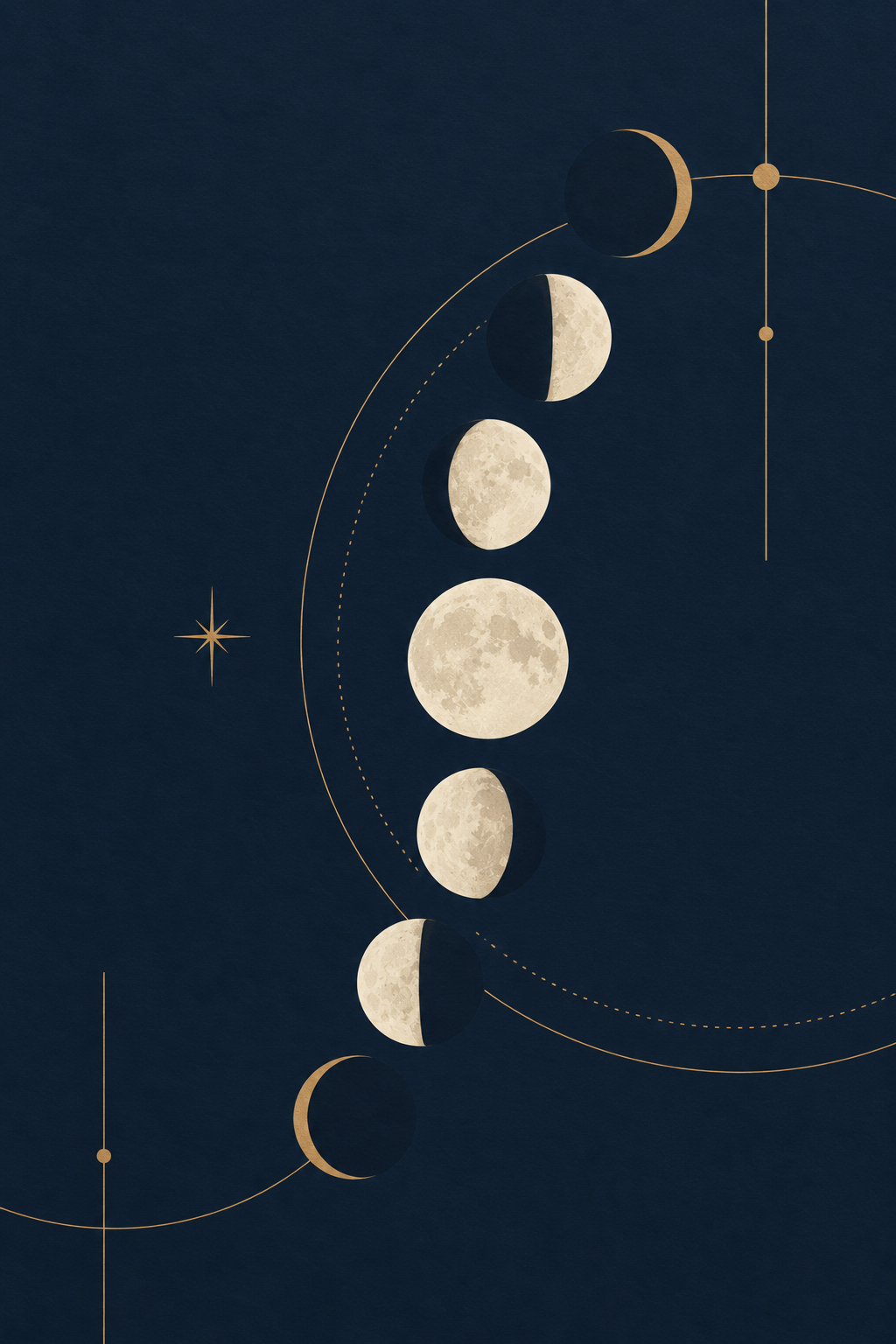 Fases da lua · Minimalista · Quadro de astronomia — astronomia-fases-da-lua-minimal_ver