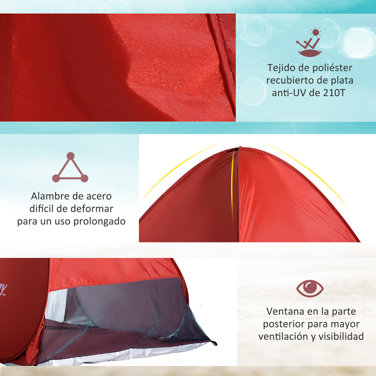 Tenda Pop-up Instantâneo e Portátil com Janelas Protetoras para Piquenique, Praia e Camping com Proteção UV — foto 6