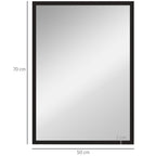 Espelho de Parede Decorativo 50x70 cm Espelho Retangular Espelho de Casa de Banho com 4 Ganchos Metálicos Estilo Moderno para Sala Quarto Entrada Preto — foto 3