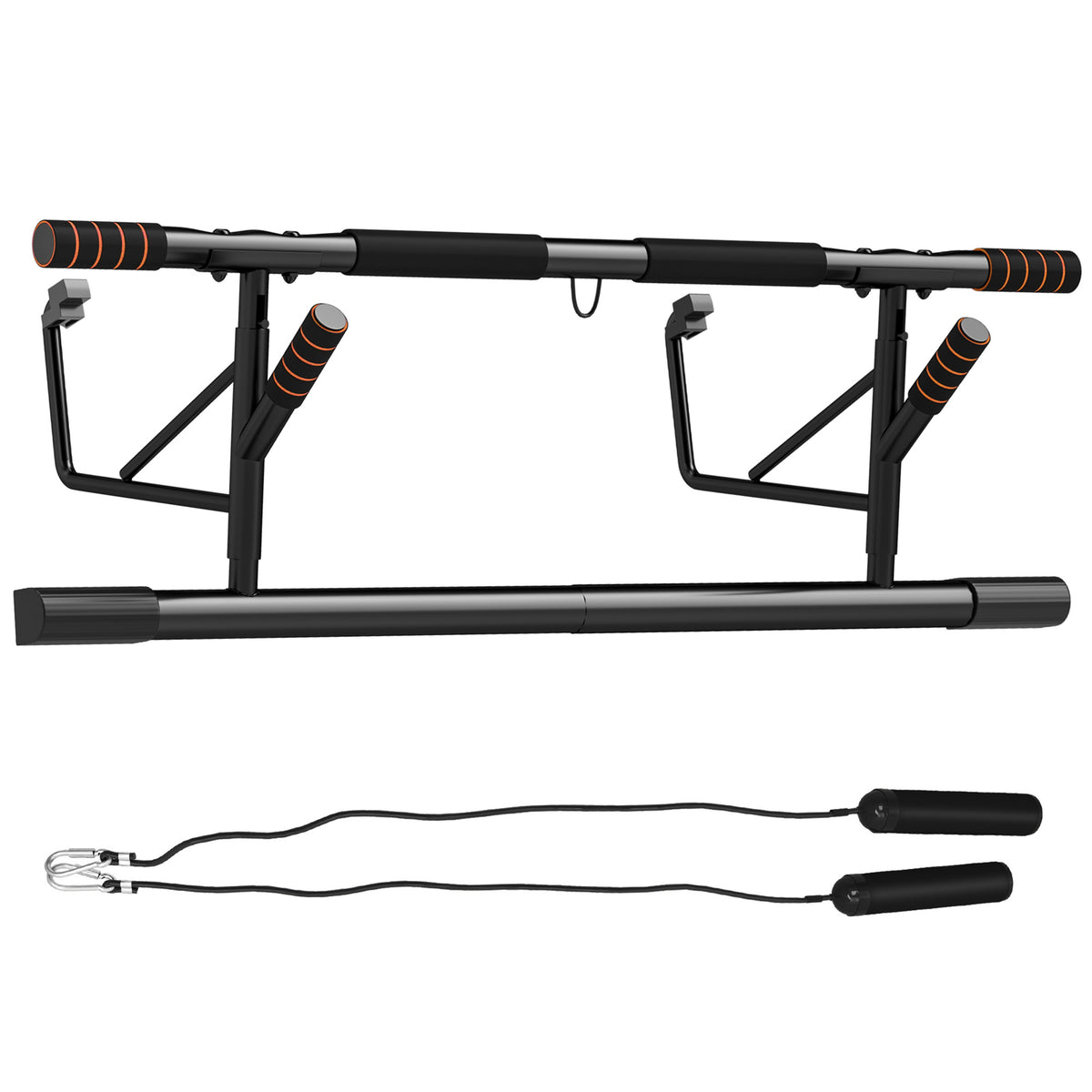 Barra de Elevação Multifuncional Barra de Elevação de Parede com Bandas Elásticas de Resistência Carga 150 kg para Exercício e Treino em Casa Ginásio 100x50x27 cm Preto e Laranja — foto 1