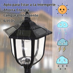 Candeeiro Solar com Painel Solar Candeeiro de Jardim com 6 LEDS Autonomia 6-8 horas Ø26x177 cm Preto — foto 6