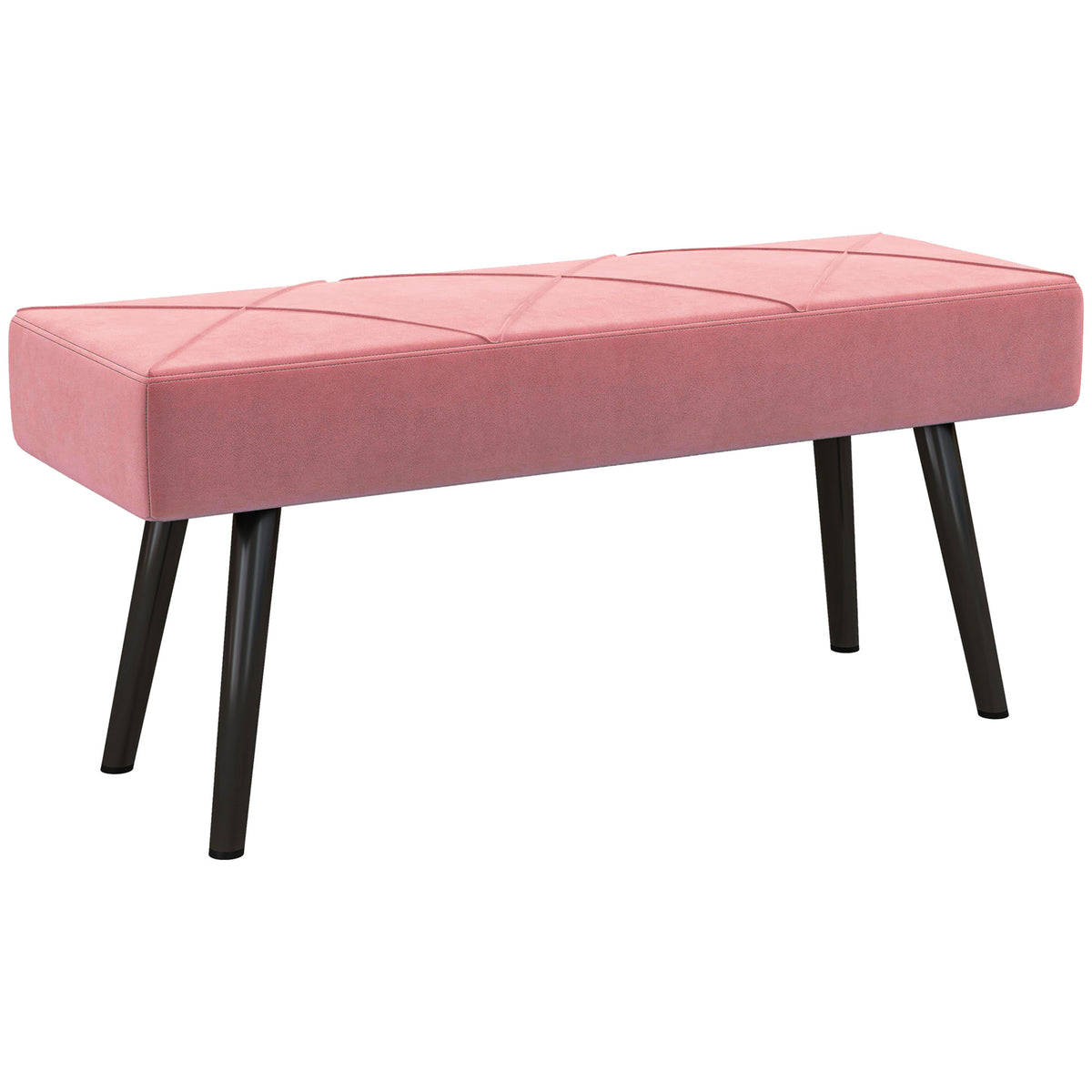 Banco de Pé de Cama Multifuncional Banco de Pé de Cama Moderno Banco de Dormitório com Pés de Aço e Assento Acolchoado Carga Máxima 120 kg Entrada Corredor 100x36x45 cm Rosa — foto 1