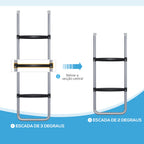 Escada para Trampolim de Aço Escada para Trampolim de 3 ou 2 Degraus com Degraus Largos e 2 Ganchos Capacidade 120 kg 110x32 cm Prata — foto 4