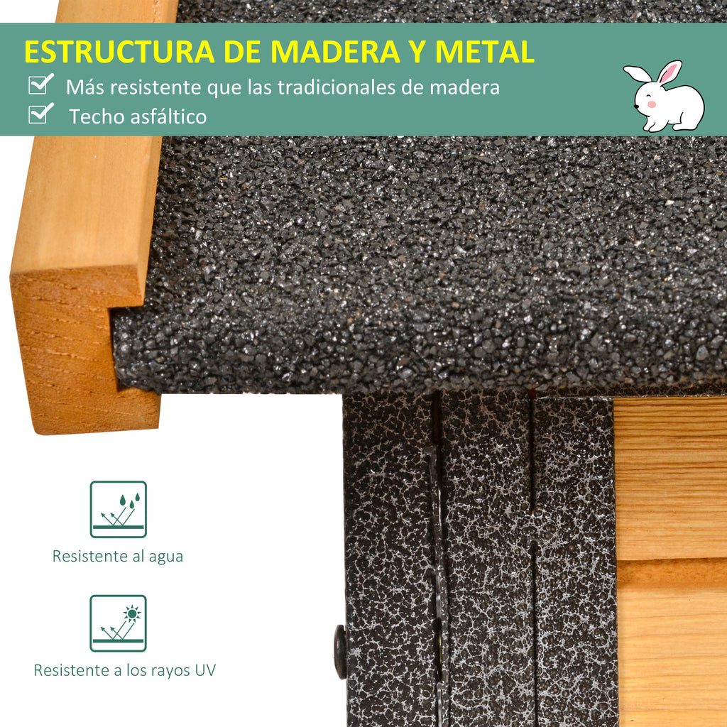 Coelheira Gaiola externa para pequenos animais de estimação 2 níveis com bandeja removível de madeira e rampa de metal 122x63x92 cm para coelhos cobaios de madeira e cinza — foto 7