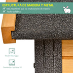 Coelheira Gaiola externa para pequenos animais de estimação 2 níveis com bandeja removível de madeira e rampa de metal 122x63x92 cm para coelhos cobaios de madeira e cinza — foto 7