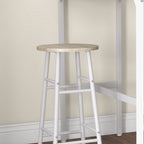 Conjunto de Mesa Alta de Bar com 2 Bancos Mesa Alta de Cozinha com Bancos Estrutura em Aço Mesa Alta Estilo Industrial para Sala de Jantar Natural e Branco — foto 8