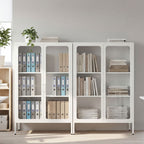 Móvel Porta Documentos em Aço com 2 Portas de Vidro e Prateleiras Reguláveis 80x40x110 cm Branco — imagem 5