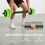 Conjunto de Halteres 20kg 4 em 1 Conjunto de Pesos com Kettlebell Barra de Pesos para Treino de Força em Casa Ginásio Escritório Verde — foto 6