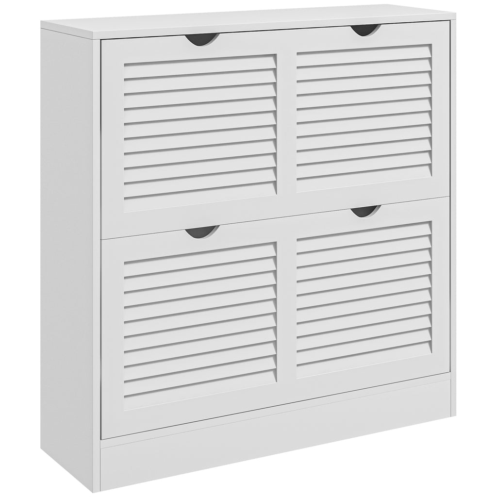 Sapateira Moderna Sapateira Entrada com 2 Gavetas Rebatíveis e Prateleias Ajustáveis para 16 Pares de Sapatos Sapateira Compacta para Corredor 81,5x25x83 cm Branco — foto 1