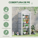 Estufa de Jardim com 4 Prateleiras e Cobertura de PE Estufa de Aço para Cultivo de Plantas Flores 70x50x160cm Branco — foto 5
