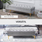 Banco de Pé de Cama com Assento Acolchoado e Pés Metálicos Banco de Quarto para Entrada Corredor Capacidade 120 kg 118x45x42 cm Cinza — foto 4